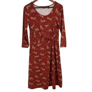 Lands End Womens Size Small 4-6 Stretchy Safari Dress Animal Print Cheetah Cat